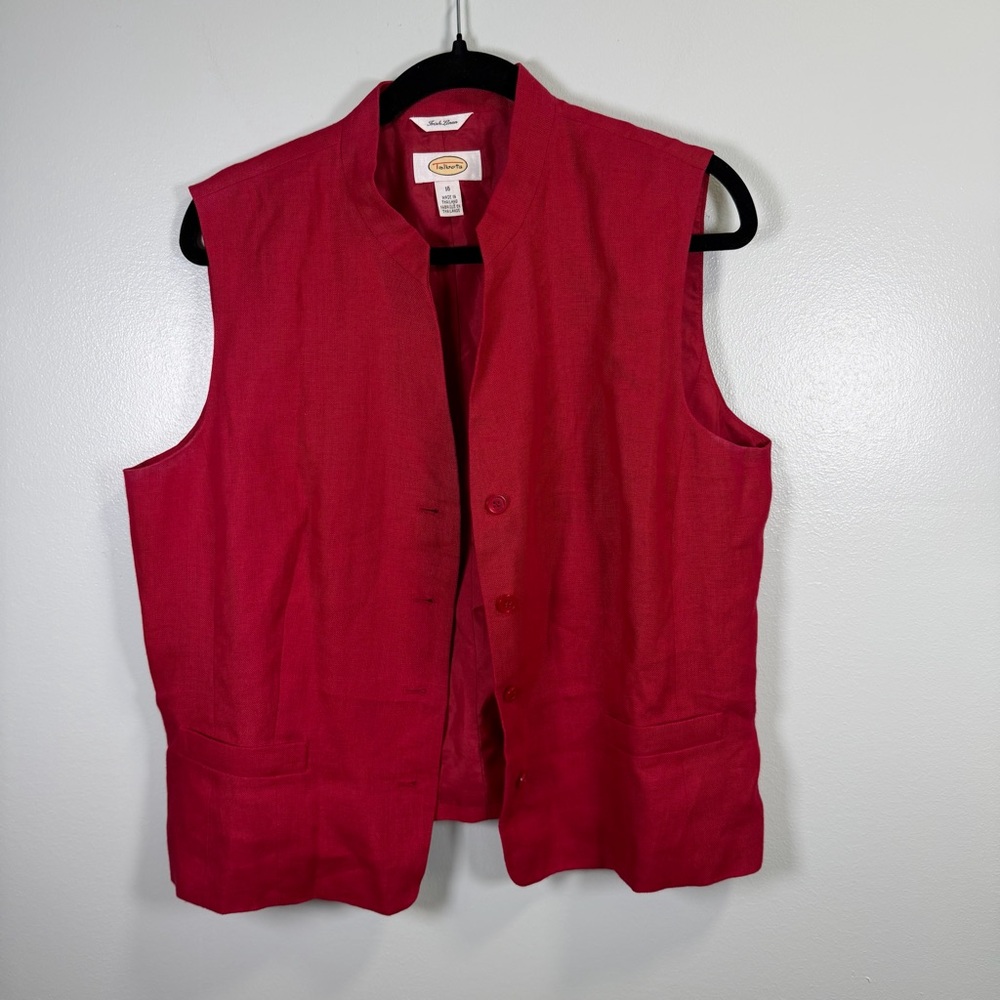 Talbots Vintage Women's Red Linen Vest Sz 16‎